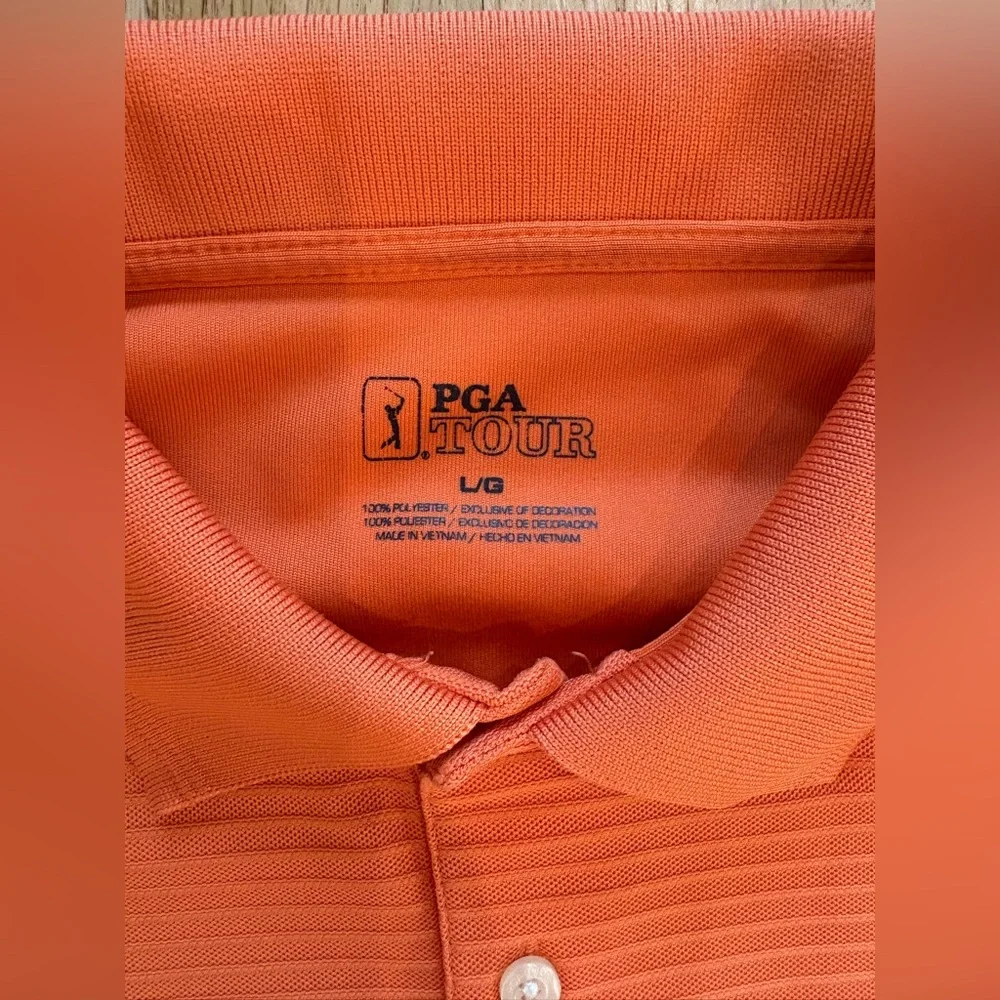 Men’s PGA Tour Orange Stripe on Orange Golf‎ Polo Shirt, Breathable, Size Large - Picture 2 of 3